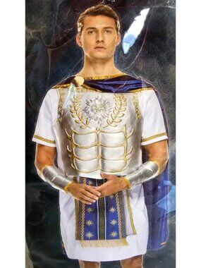 Roman Emperor Of The Sun Costume Ancient Gladiator Armor Cape Toga Adult Mens MD
